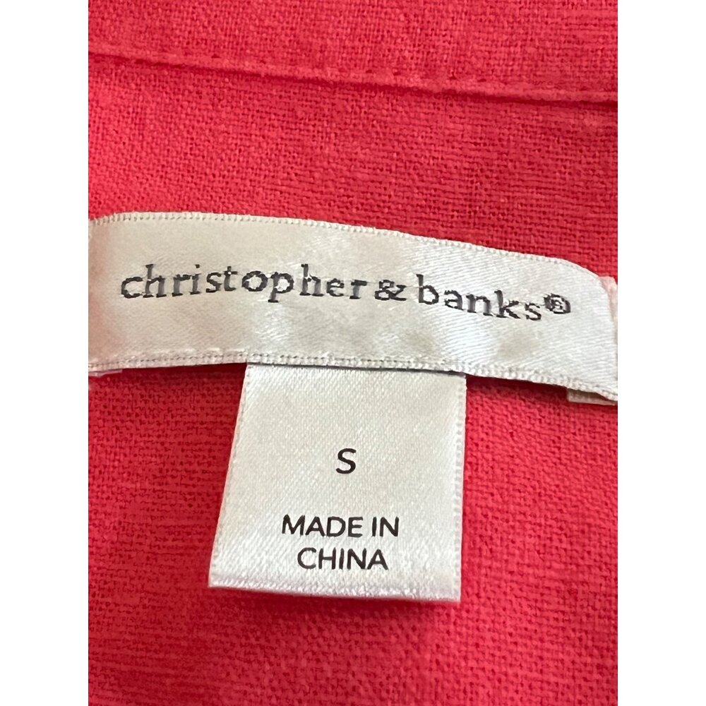 Christopher & Banks Coral Button Front Linen Lightweight Jacket Small - Picture 5 of 8